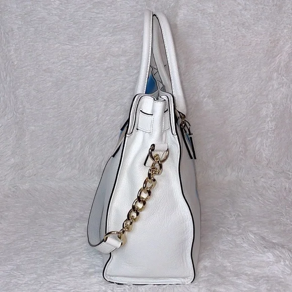 New Michael Kors Hamilton Spray Large Leather Shoulder Bag Tote Purse Wh…